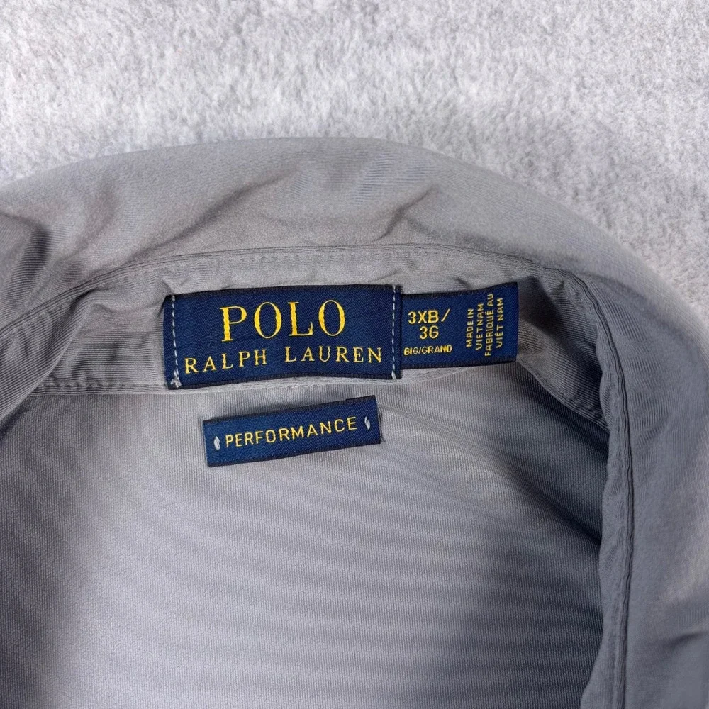Polo Ralph Lauren Polo Shirt Mens 3XB Gray Solid Performance Embroidered Logo